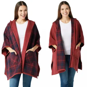 Cuddl Duds Women's Reversible Fleece Hoodie Wrap Jacket