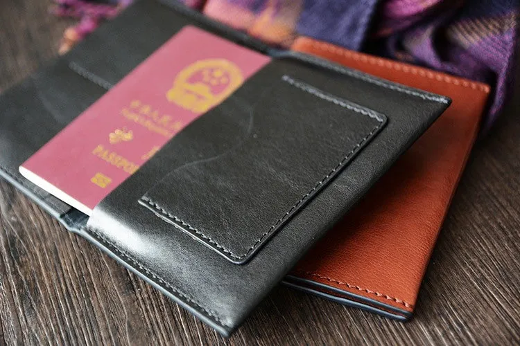 Custom Handmade Vegetable Tanned Italian Leather Passport Holder Wallet Clutch D050