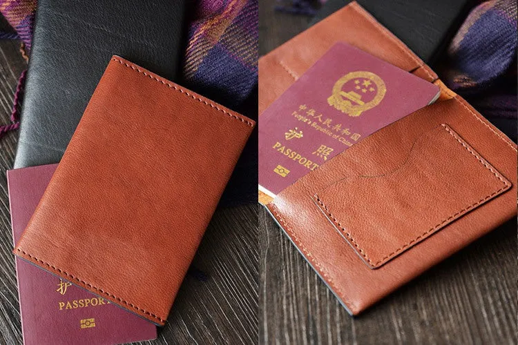 Custom Handmade Vegetable Tanned Italian Leather Passport Holder Wallet Clutch D050