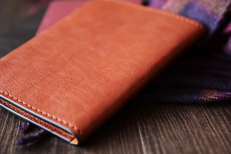 Custom Handmade Vegetable Tanned Italian Leather Passport Holder Wallet Clutch D050