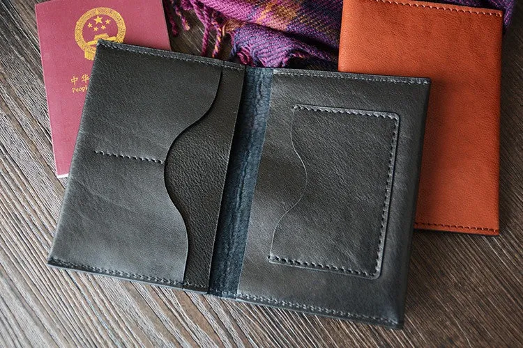 Custom Handmade Vegetable Tanned Italian Leather Passport Holder Wallet Clutch D050