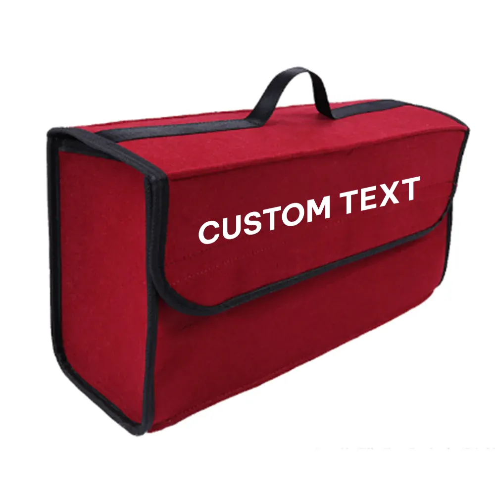 Custom Text For Soft Felt Car Bag Organizer, Compatible with All Cars, Folding Car Storage Box Non Slip Fireproof Car Trunk Organizer PE12990