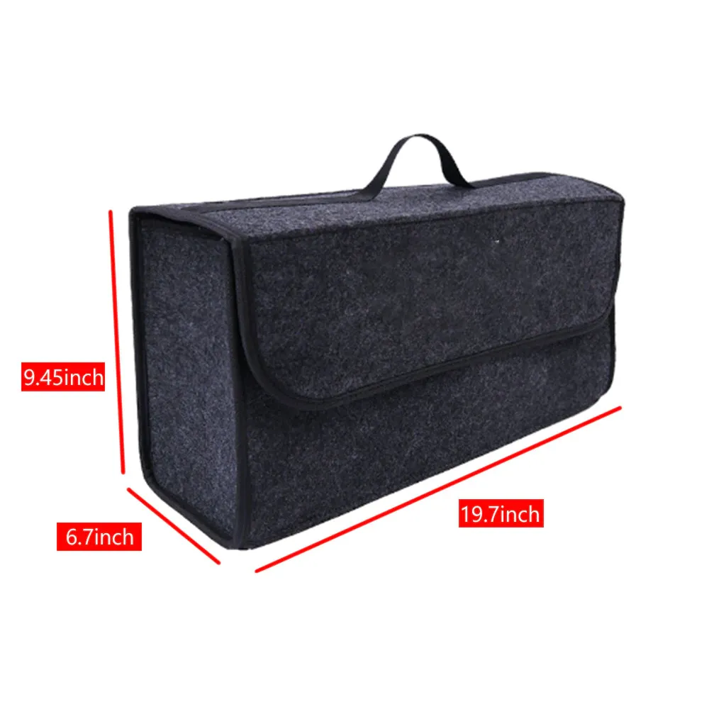Custom Text For Soft Felt Car Bag Organizer, Compatible with All Cars, Folding Car Storage Box Non Slip Fireproof Car Trunk Organizer PE12990