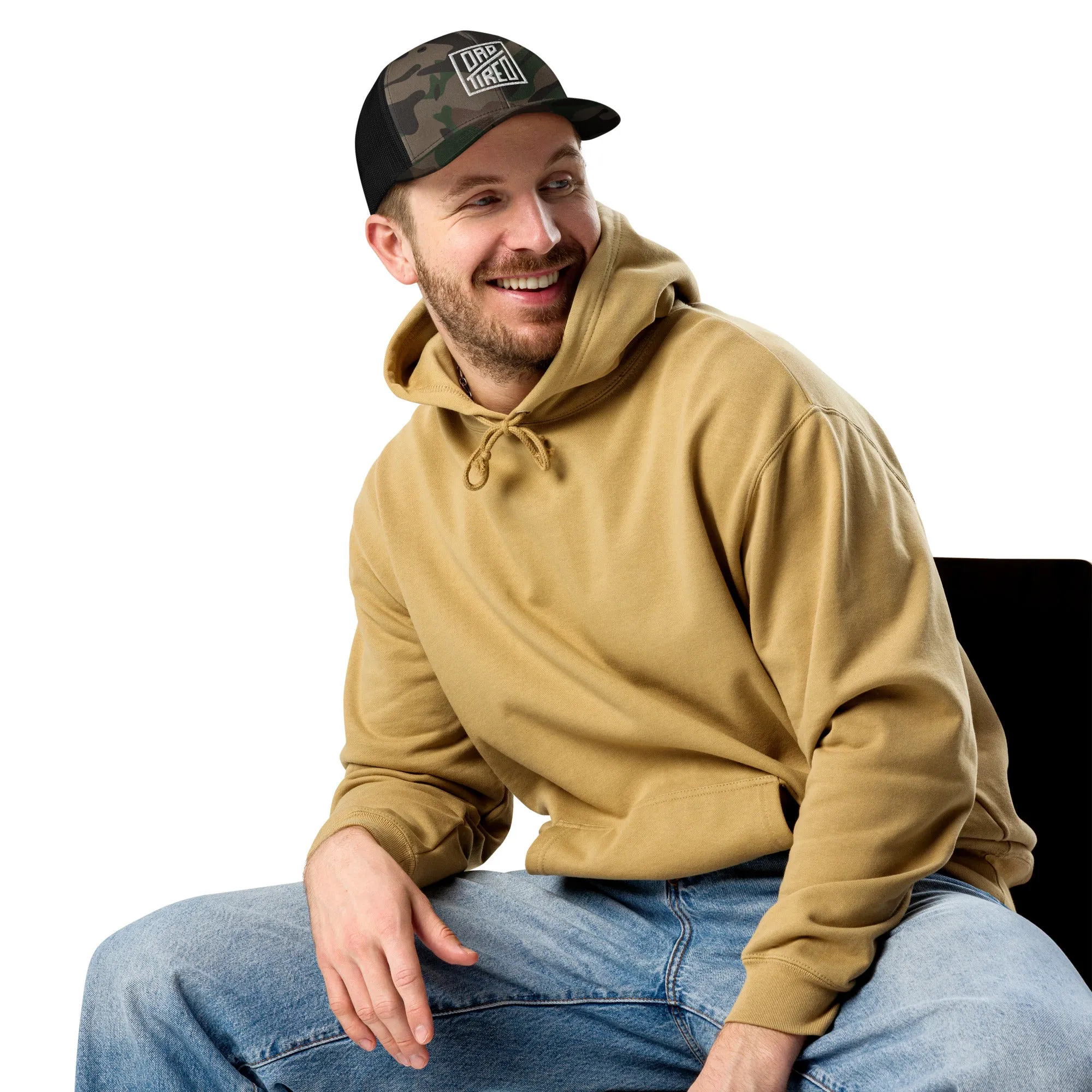 Dad Tired Branded Camouflage Trucker Hat