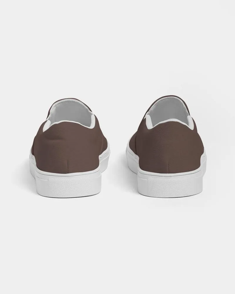 Dark Red Brown Slip-On Canvas Sneakers | Women's | Dark Pale Pastel Red Brown | C0M30Y30K80