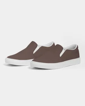 Dark Red Brown Slip-On Canvas Sneakers | Women's | Dark Pale Pastel Red Brown | C0M30Y30K80