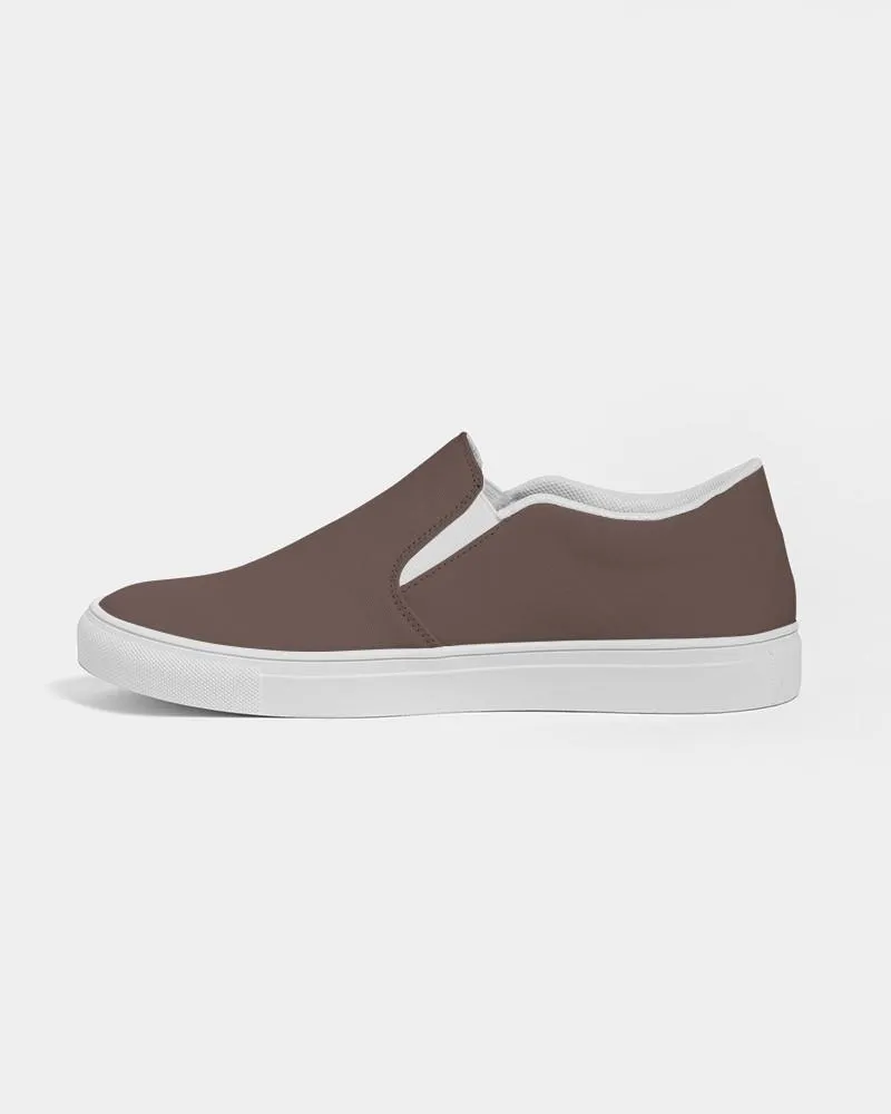 Dark Red Brown Slip-On Canvas Sneakers | Women's | Dark Pale Pastel Red Brown | C0M30Y30K80