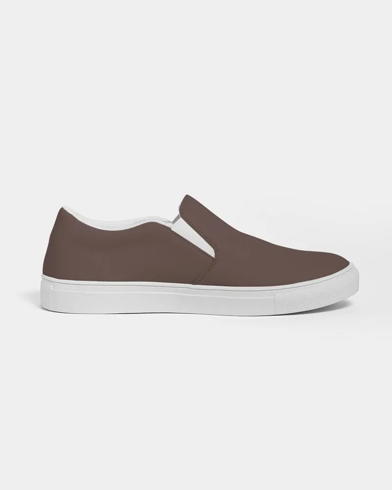 Dark Red Brown Slip-On Canvas Sneakers | Women's | Dark Pale Pastel Red Brown | C0M30Y30K80