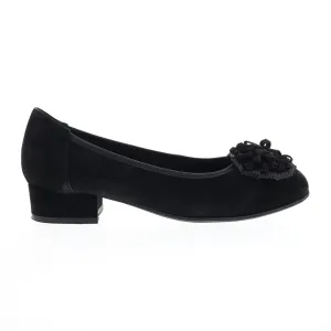 David Tate Quick Womens Black Wide Suede Slip On Ballet Flats Shoes