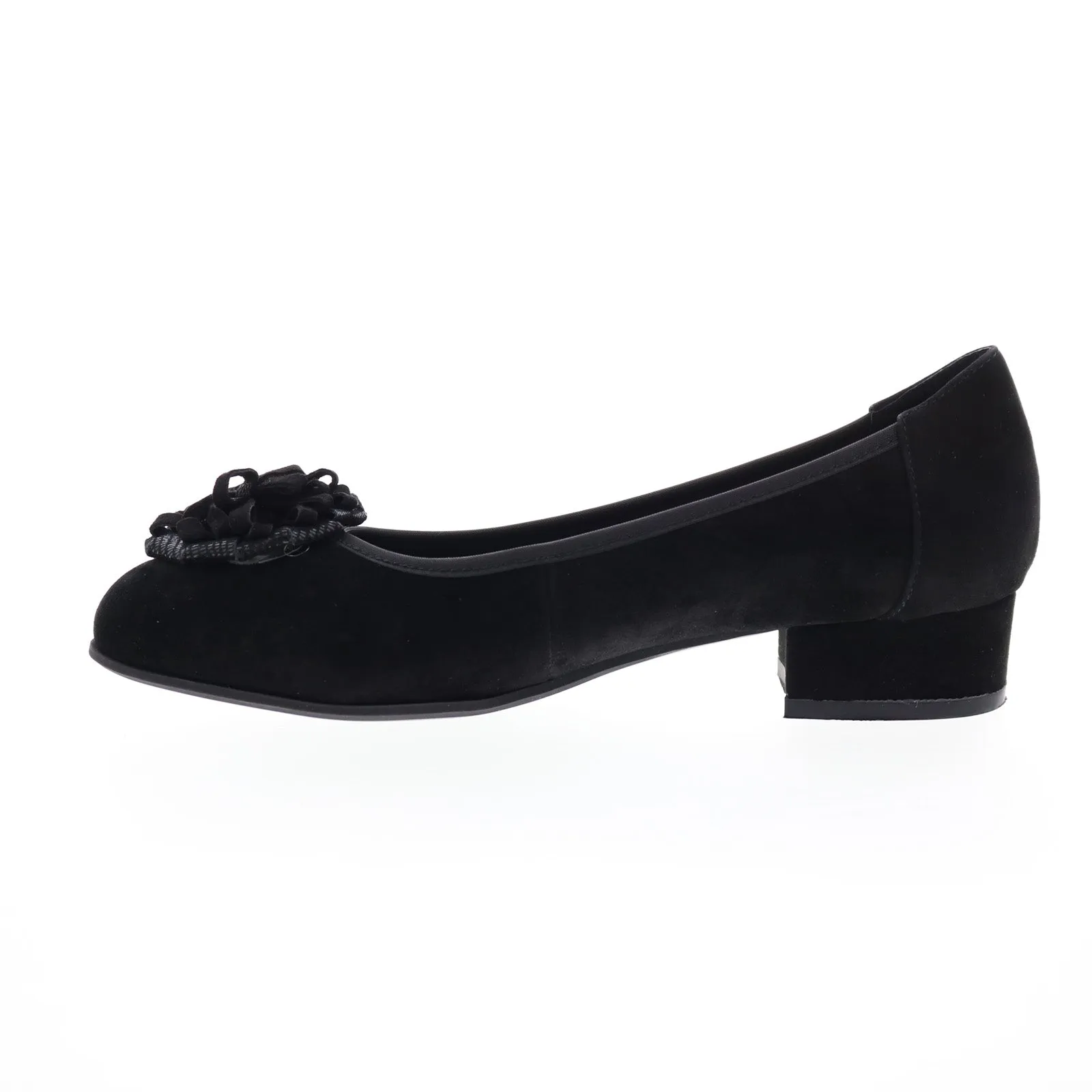 David Tate Quick Womens Black Wide Suede Slip On Ballet Flats Shoes