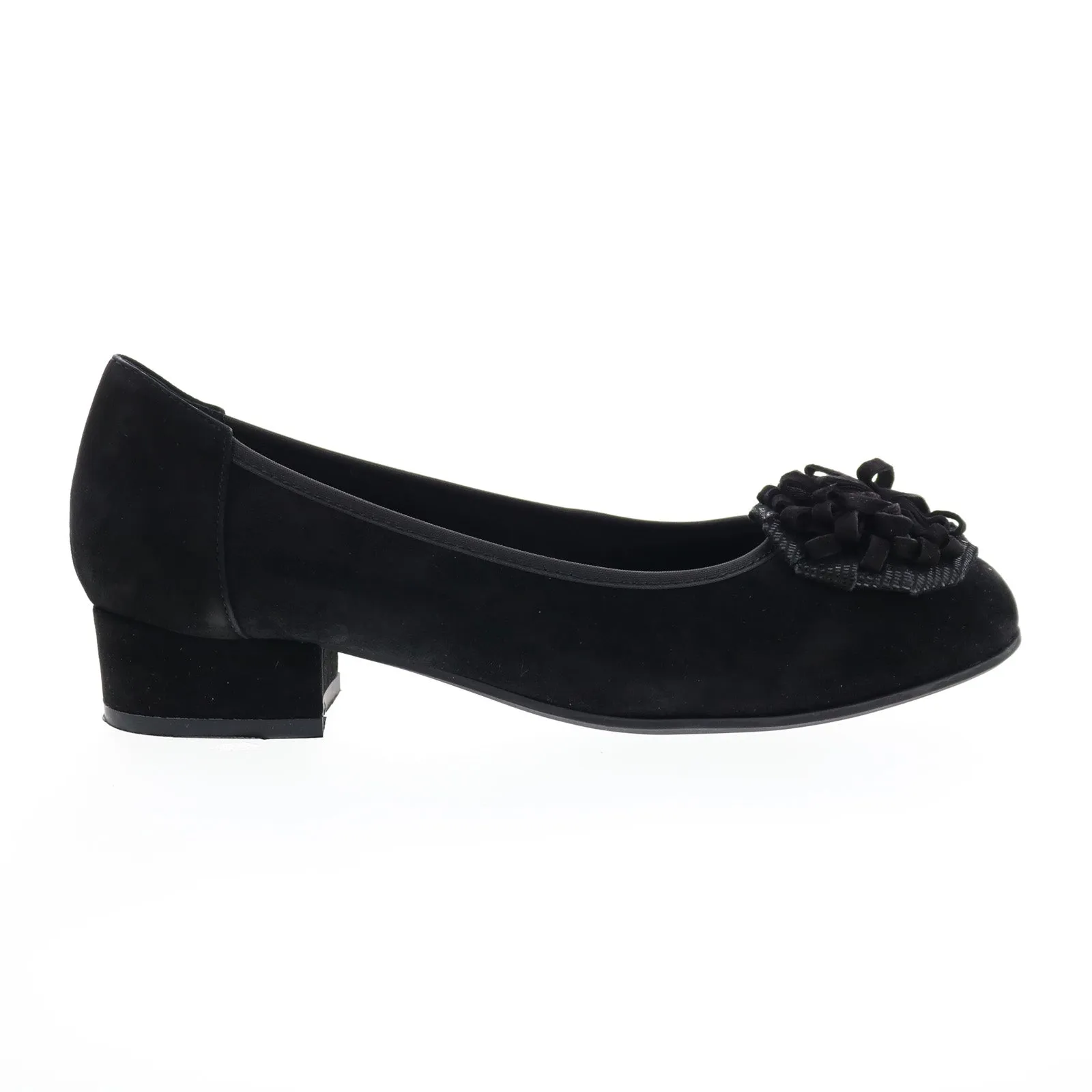 David Tate Quick Womens Black Wide Suede Slip On Ballet Flats Shoes