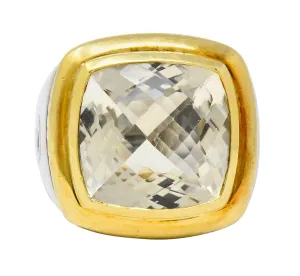 David Yurman Checkerboard Quartz 18 Karat Gold Sterling Silver Albion Cocktail Ring