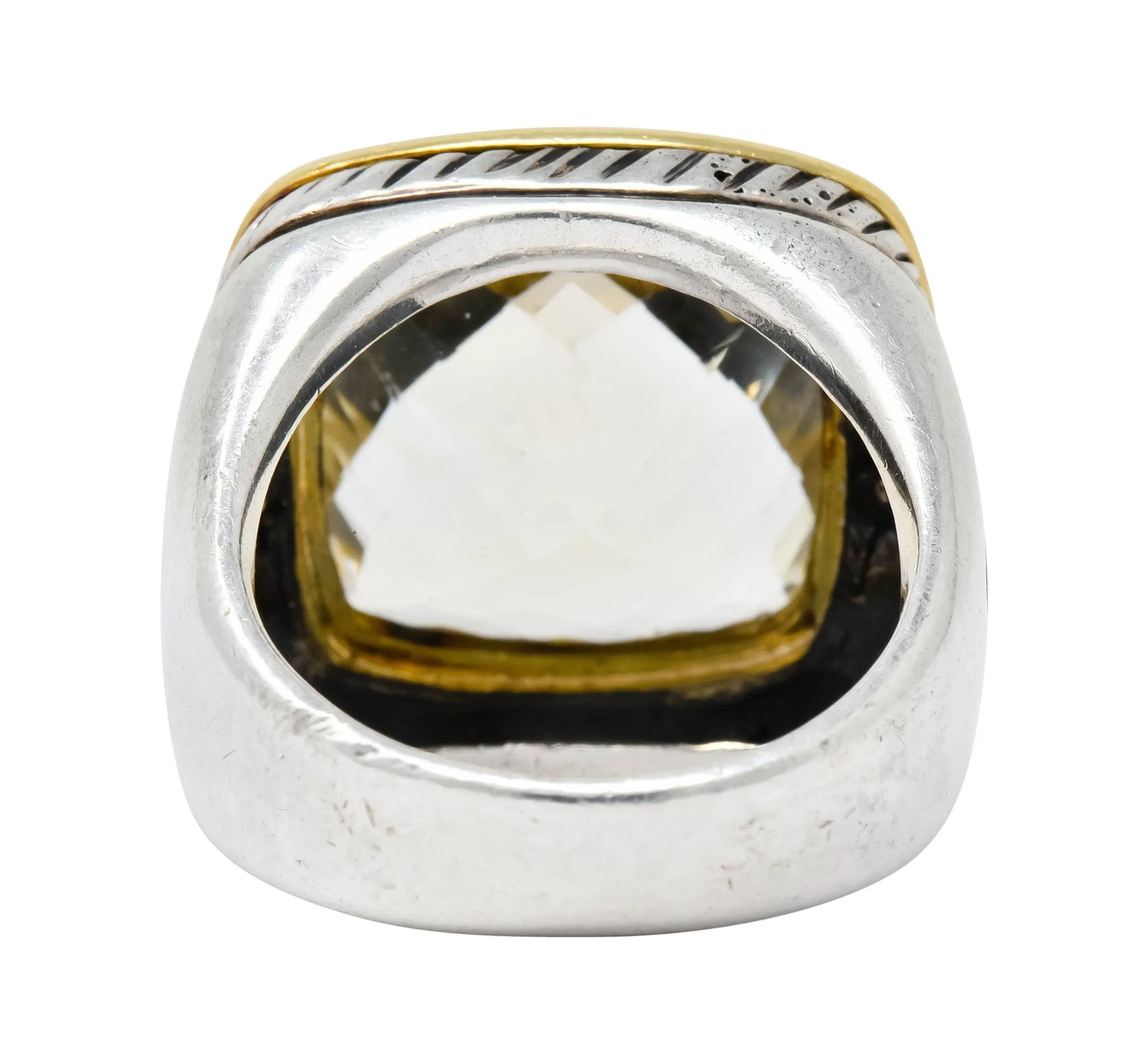 David Yurman Checkerboard Quartz 18 Karat Gold Sterling Silver Albion Cocktail Ring