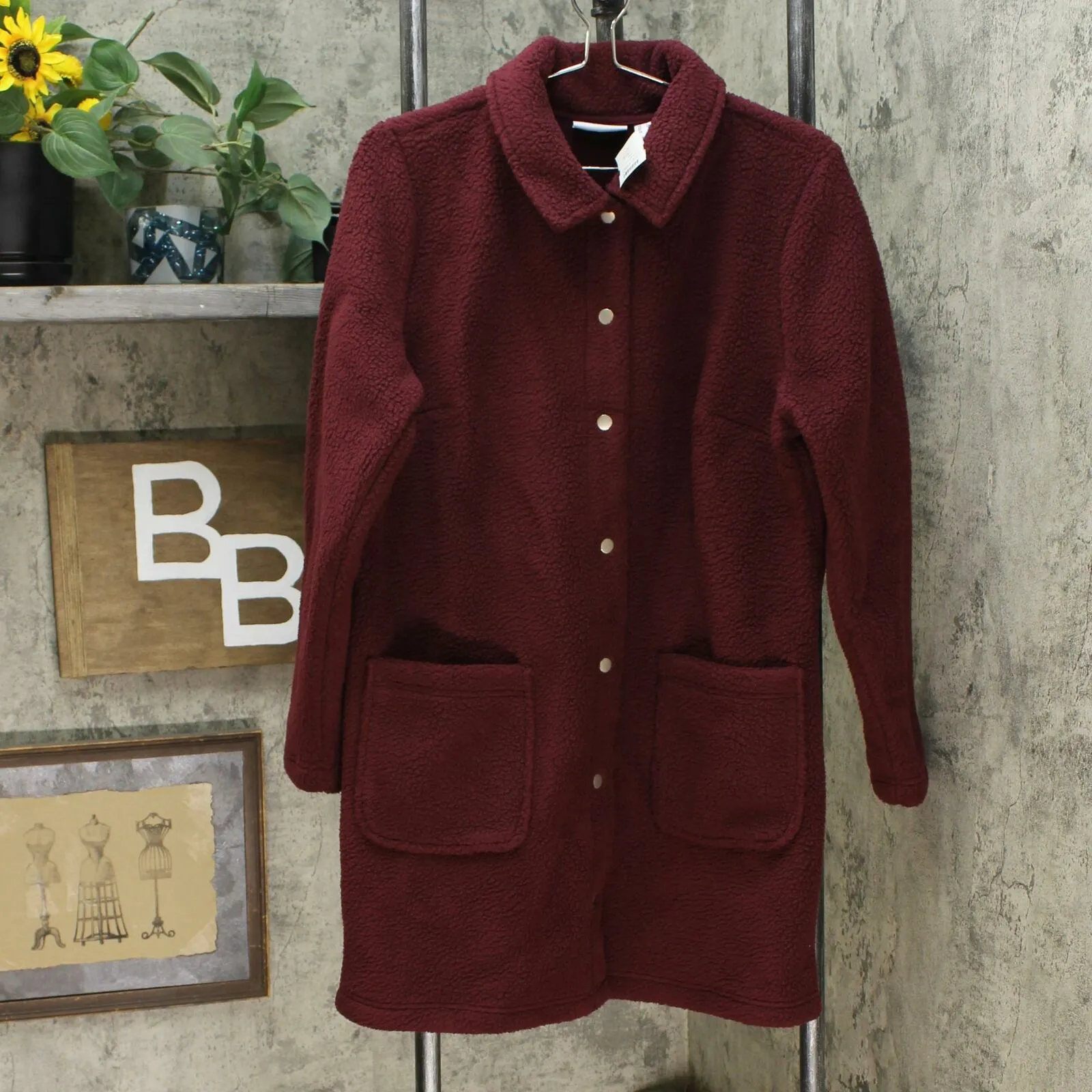 Denim & Co. Women's Sherpa Bonded With Fleece Snap Jacket