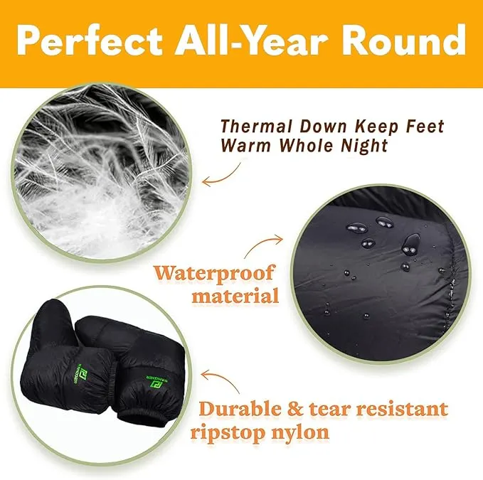 Down Booties Warm Socks Ultralight Sleeping Sock for Camping, Backpacking - Camp Sleeping Bag Tent Down Foot Warmer for Men & Women