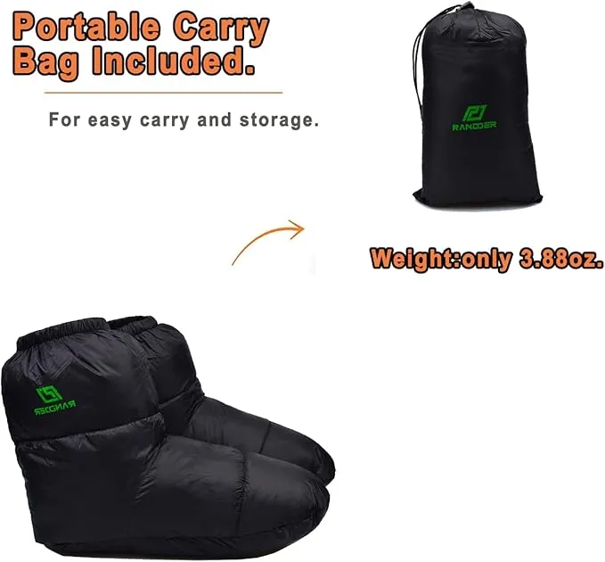 Down Booties Warm Socks Ultralight Sleeping Sock for Camping, Backpacking - Camp Sleeping Bag Tent Down Foot Warmer for Men & Women