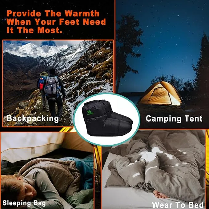 Down Booties Warm Socks Ultralight Sleeping Sock for Camping, Backpacking - Camp Sleeping Bag Tent Down Foot Warmer for Men & Women