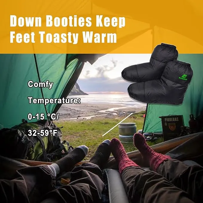 Down Booties Warm Socks Ultralight Sleeping Sock for Camping, Backpacking - Camp Sleeping Bag Tent Down Foot Warmer for Men & Women