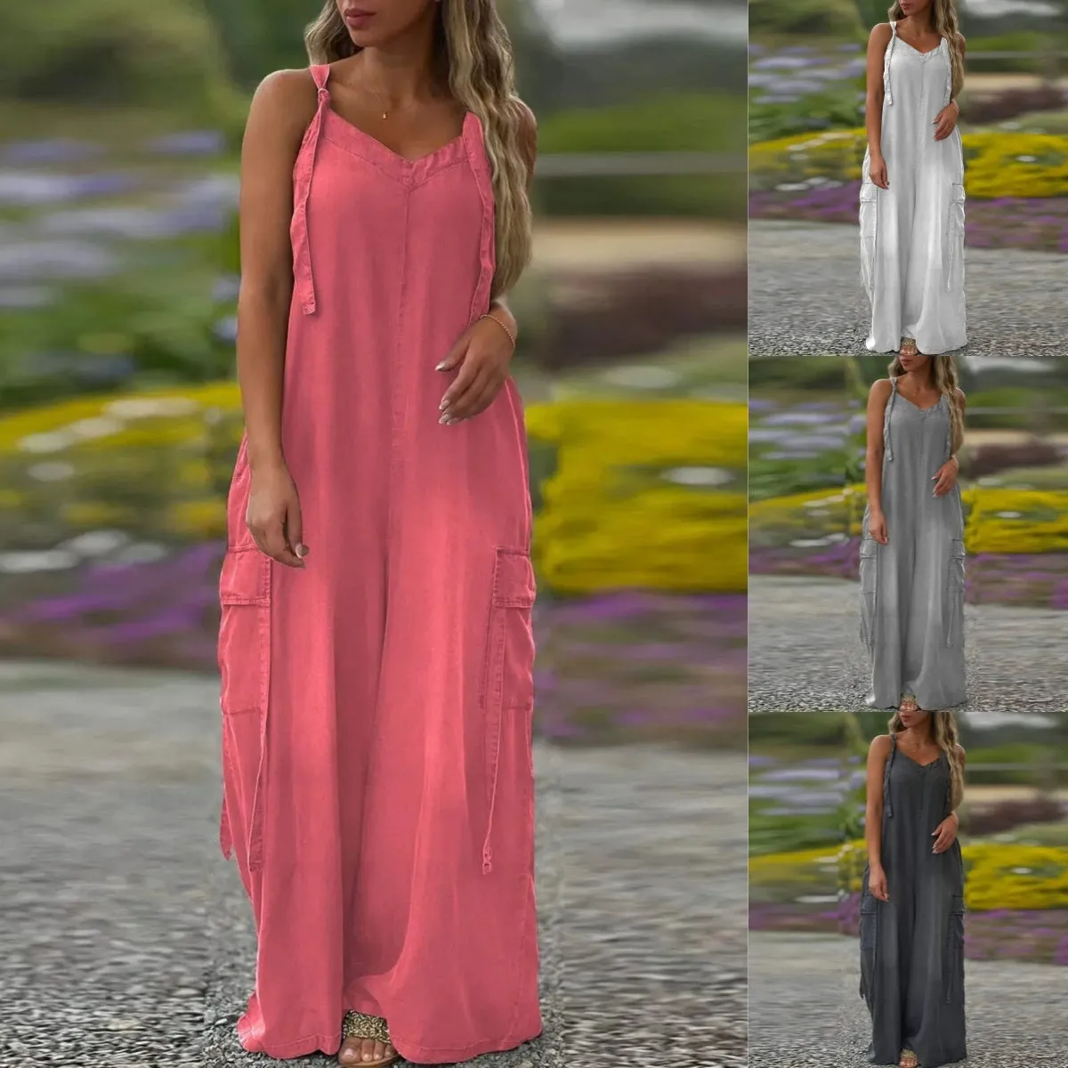 🔥Early Summer New✨Women's Loose Wide-Leg Jumpsuit with Pockets