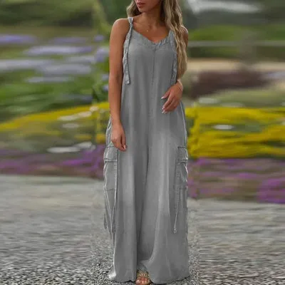 🔥Early Summer New✨Women's Loose Wide-Leg Jumpsuit with Pockets