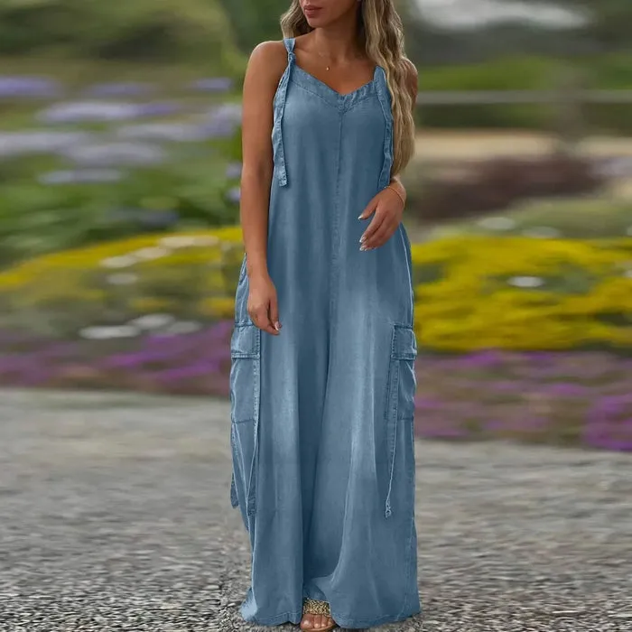 🔥Early Summer New✨Women's Loose Wide-Leg Jumpsuit with Pockets