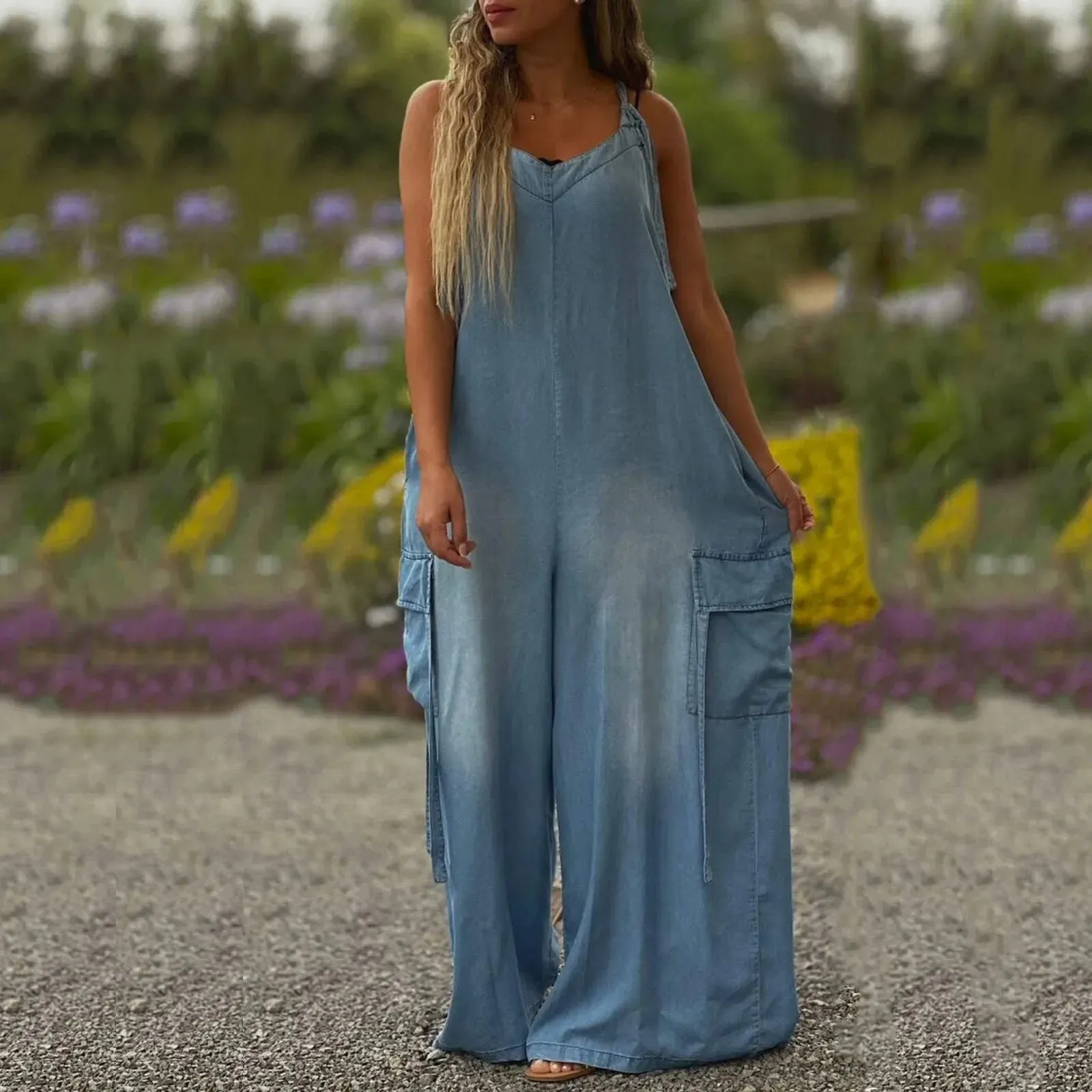 🔥Early Summer New✨Women's Loose Wide-Leg Jumpsuit with Pockets