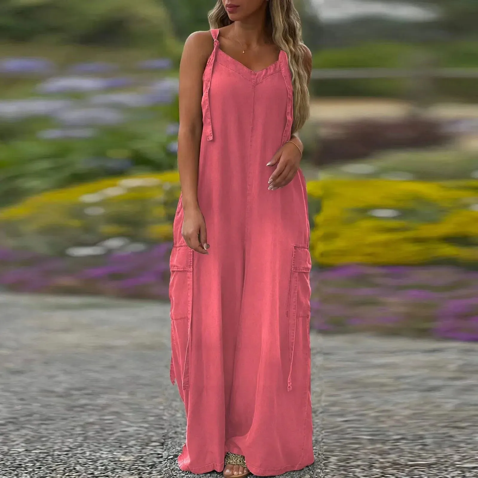 🔥Early Summer New✨Women's Loose Wide-Leg Jumpsuit with Pockets