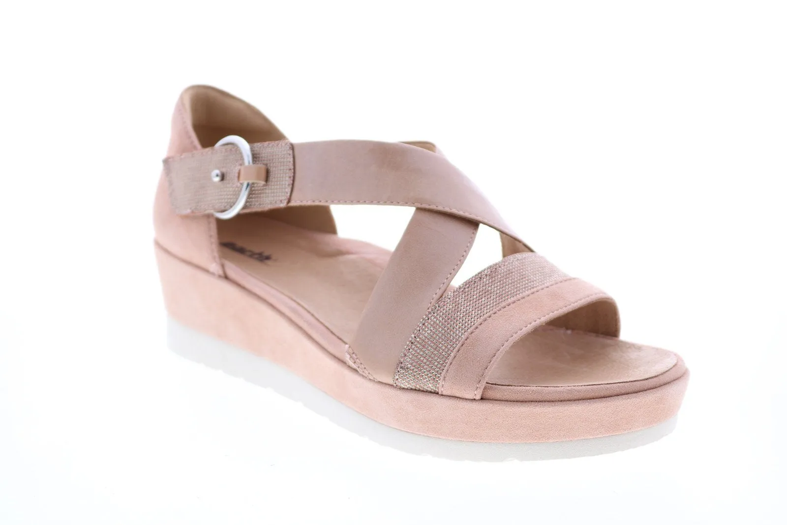 Earth Hibiscus Platform Womens Pink Suede Strap Flats Shoes