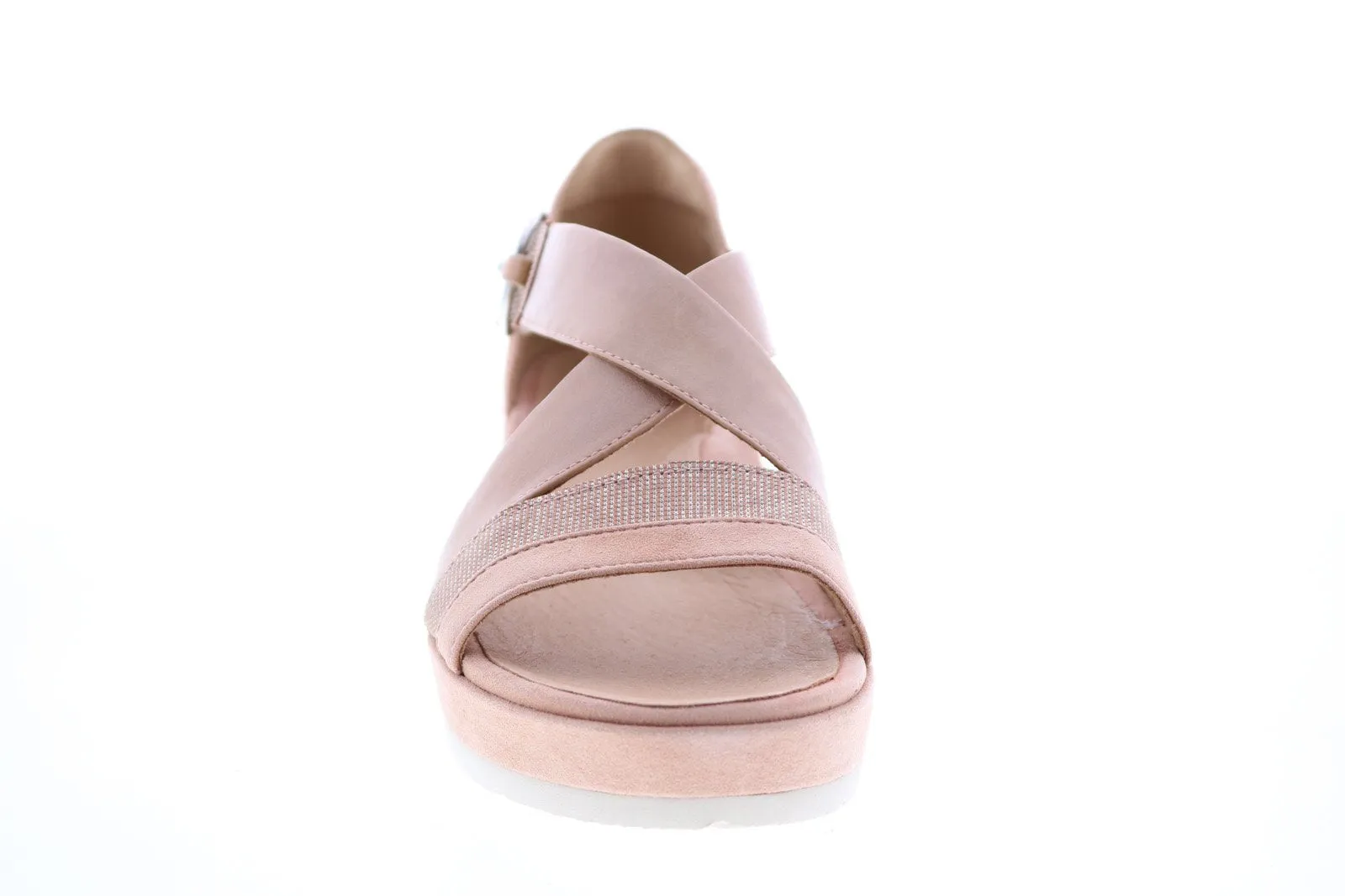 Earth Hibiscus Platform Womens Pink Suede Strap Flats Shoes