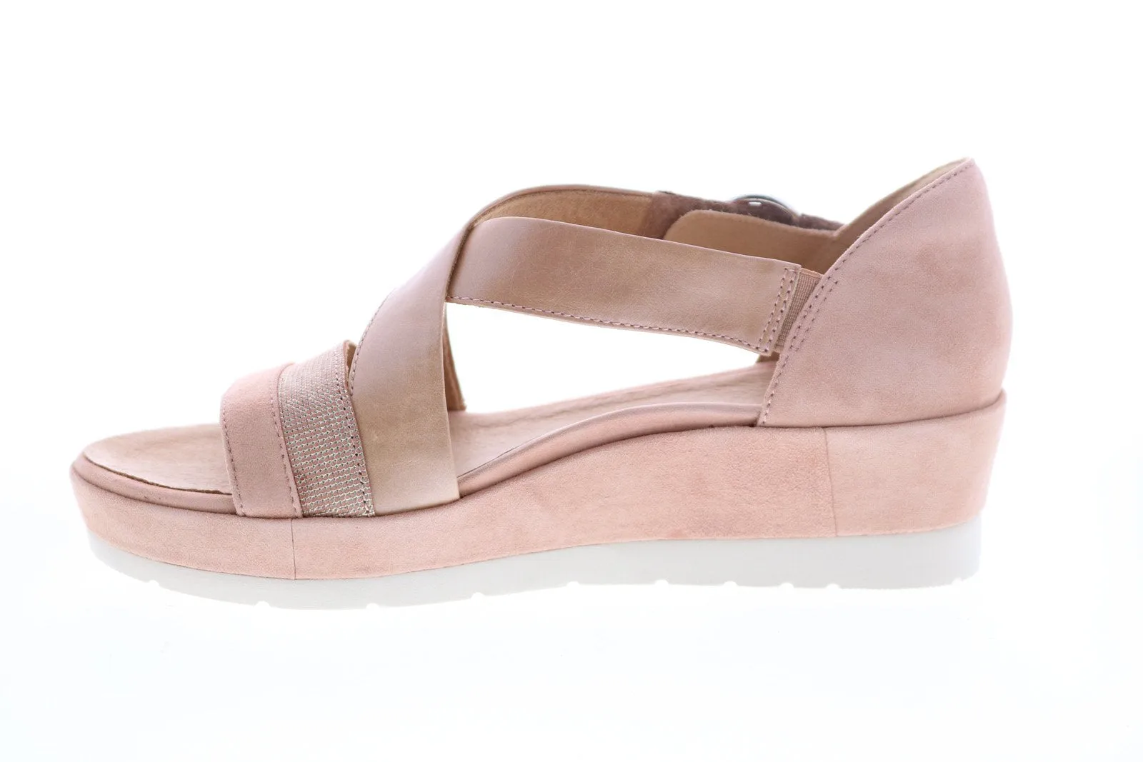 Earth Hibiscus Platform Womens Pink Suede Strap Flats Shoes