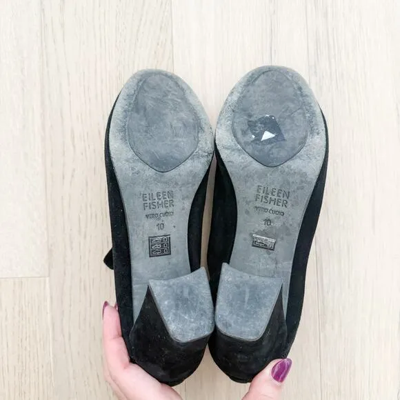 Eileen Fisher Marcy Suede Bootie Stretch Knit Black Size 10