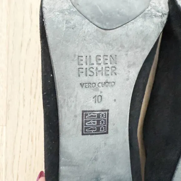 Eileen Fisher Marcy Suede Bootie Stretch Knit Black Size 10