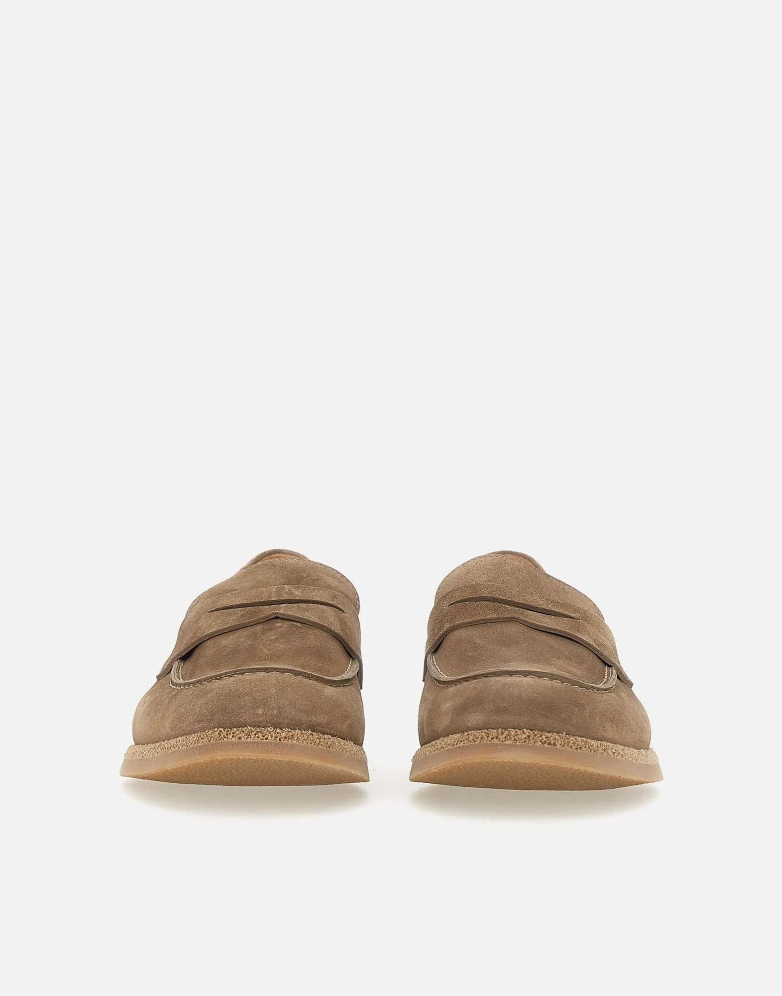 Eleventy Suede Calfskin Penny Loafers in Cocoa