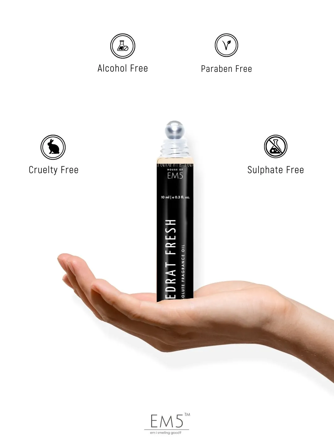 EM5™ Cedrat Fresh Perfume Oil Roll On (Attar) 90% Concentrate Non-Alcoholic for Men and Women, Strong and Long Lasting | Woody Citrus Aromatic Warm Spicy  | 10ml Roll-On Easy to Carry and Travel Friendly