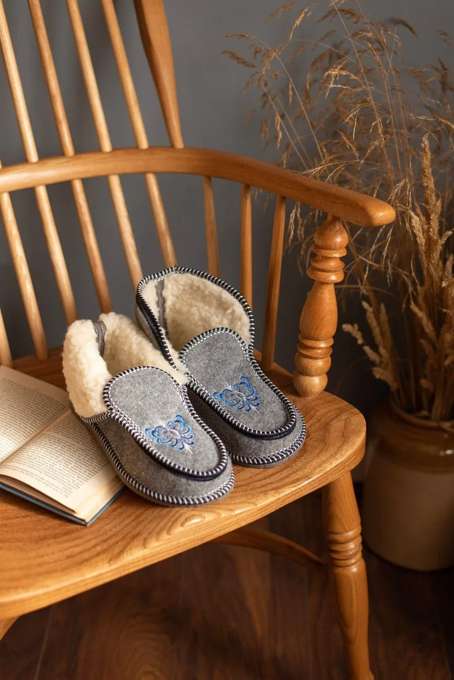 Embroidered Slipper Boots