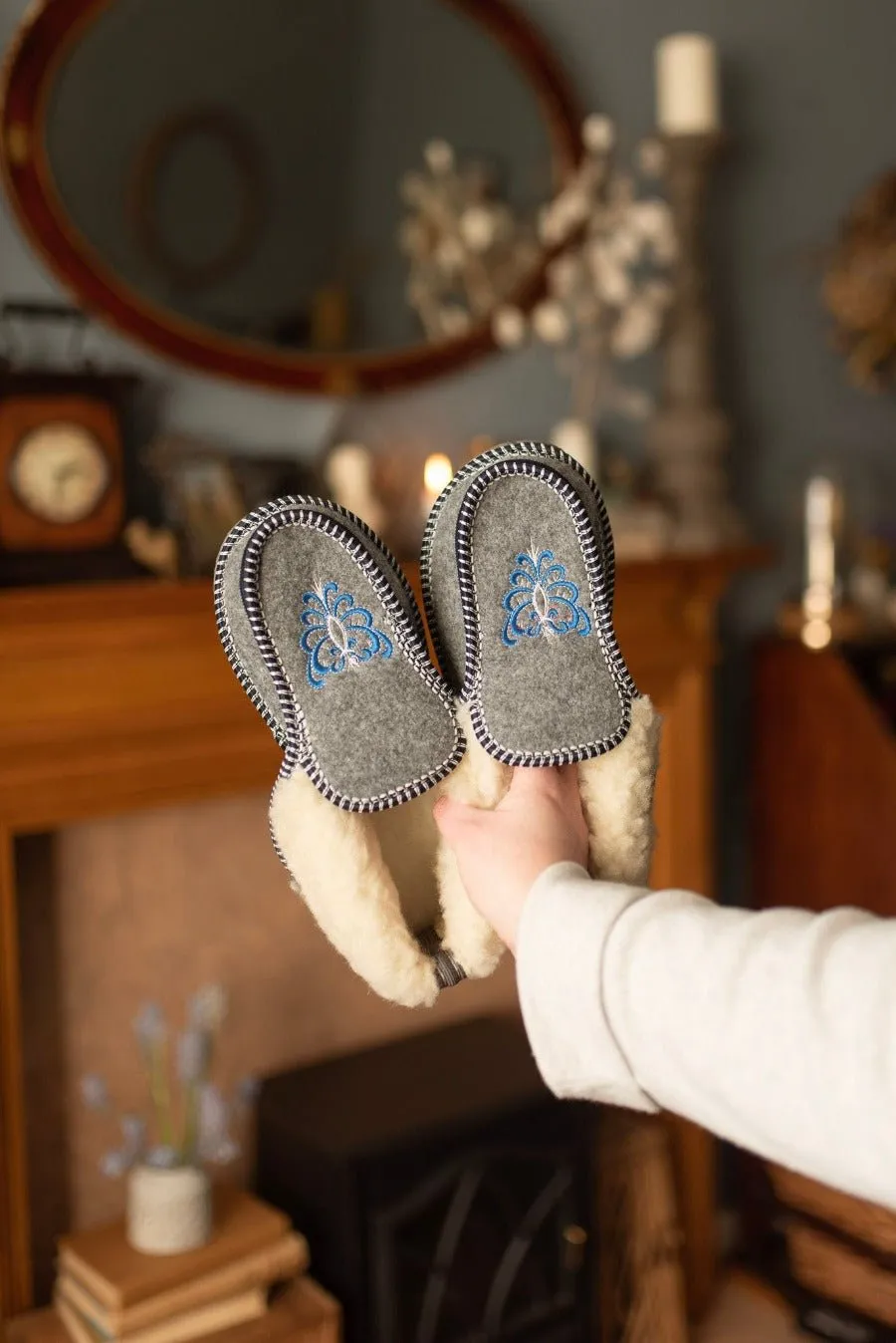 Embroidered Slipper Boots