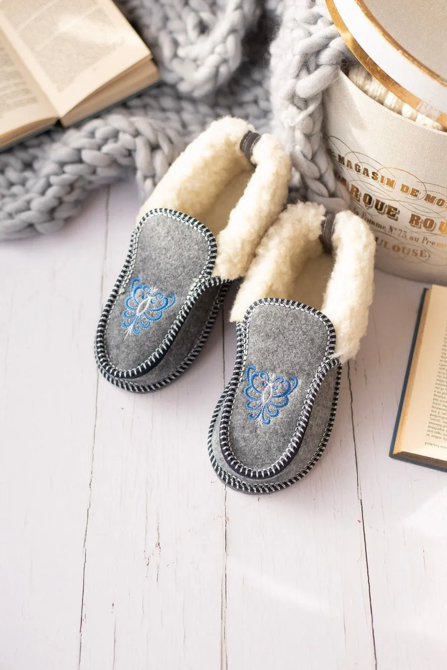 Embroidered Slipper Boots