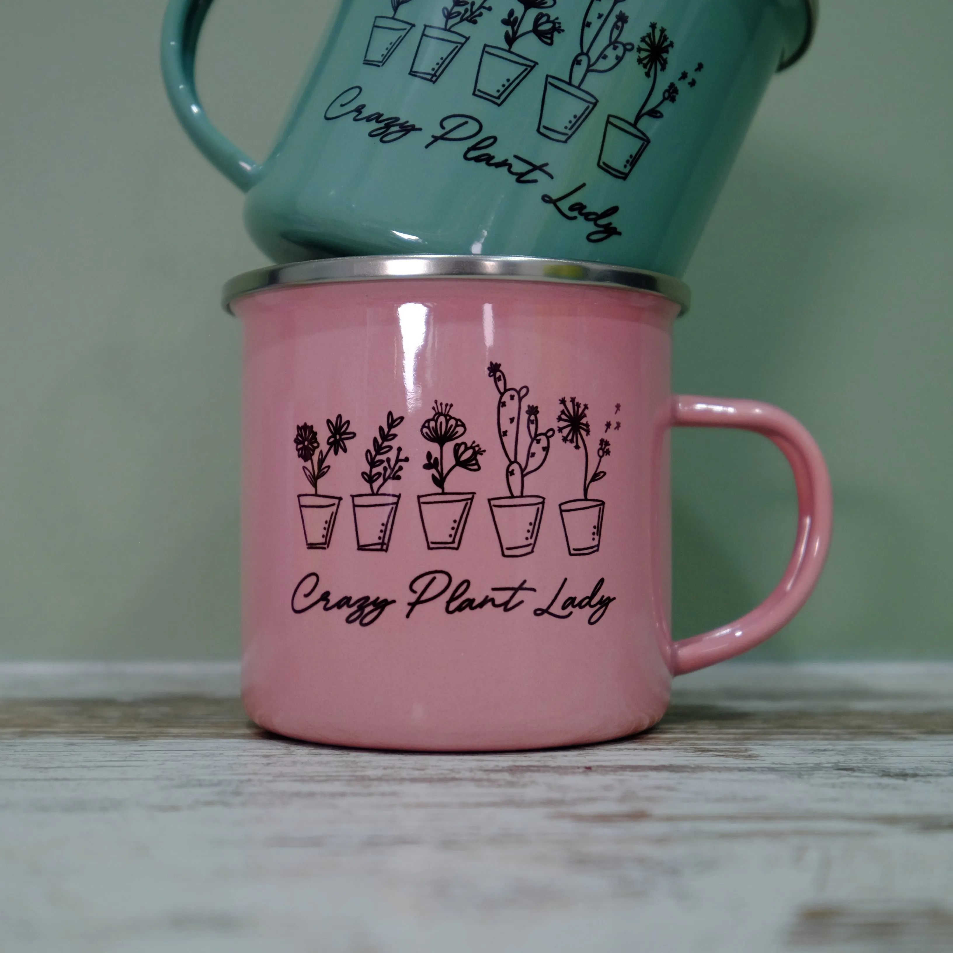 Enamel Mug 360ml - Crazy Plant Lady