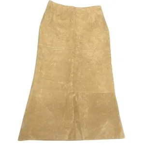 Etcetera WMNS 4 Suede Beige Midi Skirt Modest Pencil Straight Spring Leather