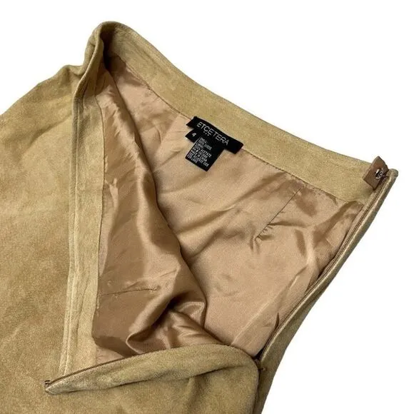 Etcetera WMNS 4 Suede Beige Midi Skirt Modest Pencil Straight Spring Leather