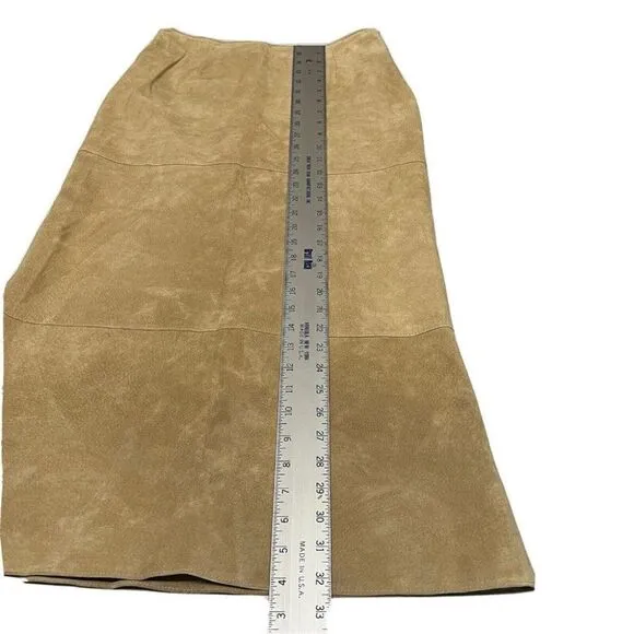 Etcetera WMNS 4 Suede Beige Midi Skirt Modest Pencil Straight Spring Leather
