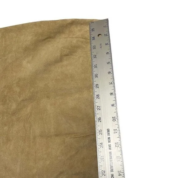 Etcetera WMNS 4 Suede Beige Midi Skirt Modest Pencil Straight Spring Leather