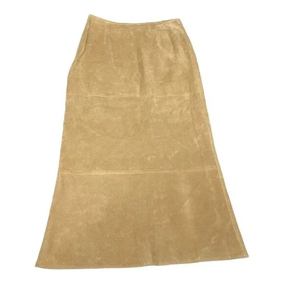 Etcetera WMNS 4 Suede Beige Midi Skirt Modest Pencil Straight Spring Leather