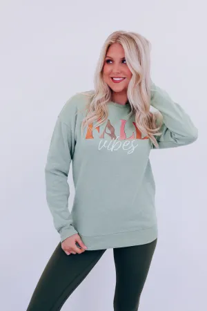 Fall Vibes Graphic Sweatshirt - Olive