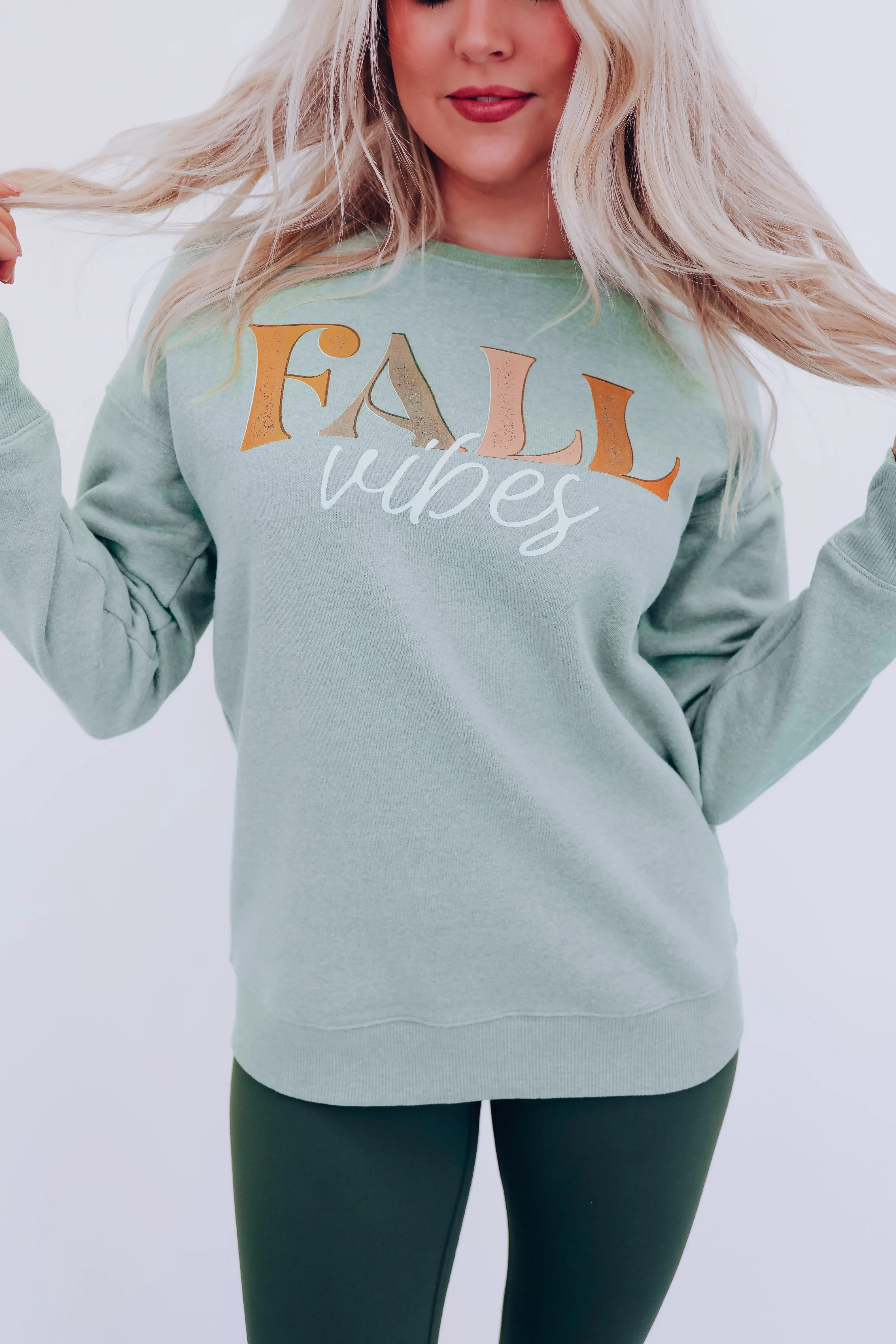 Fall Vibes Graphic Sweatshirt - Olive