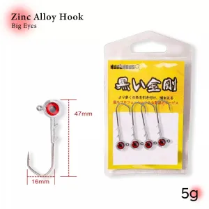 Fishing soft plastic jig Hooks With Red 3d Eyes 5g 7g 10g 14g Zinc Alloy Head