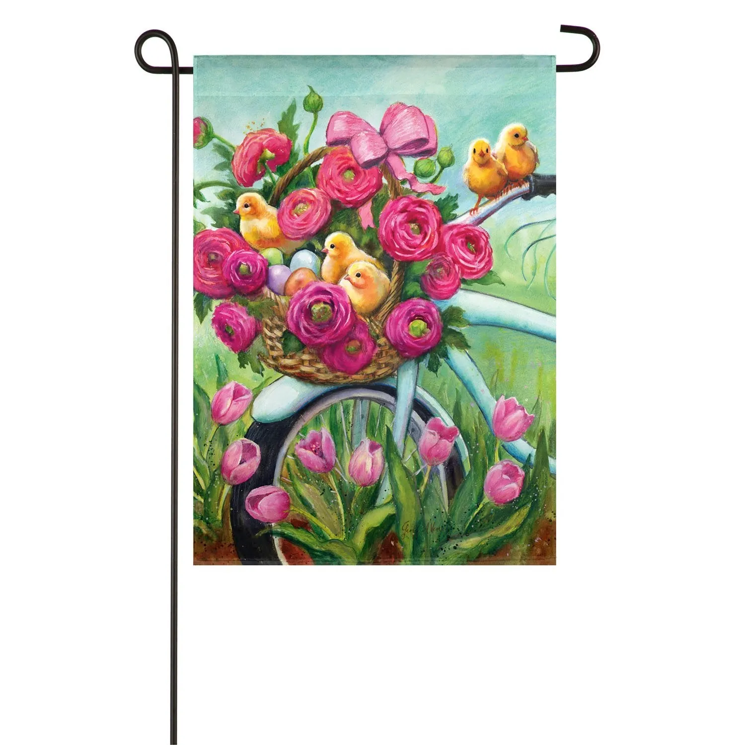 Floral Bicycle Chicks Garden Textured Suede Flag,14es9559