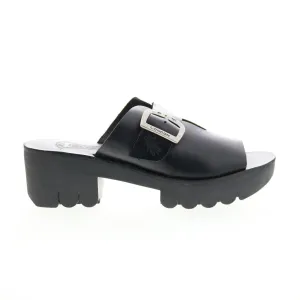 Fly London Cozy COZY445FLY-000 Womens Black Leather Heeled Sandals Shoes