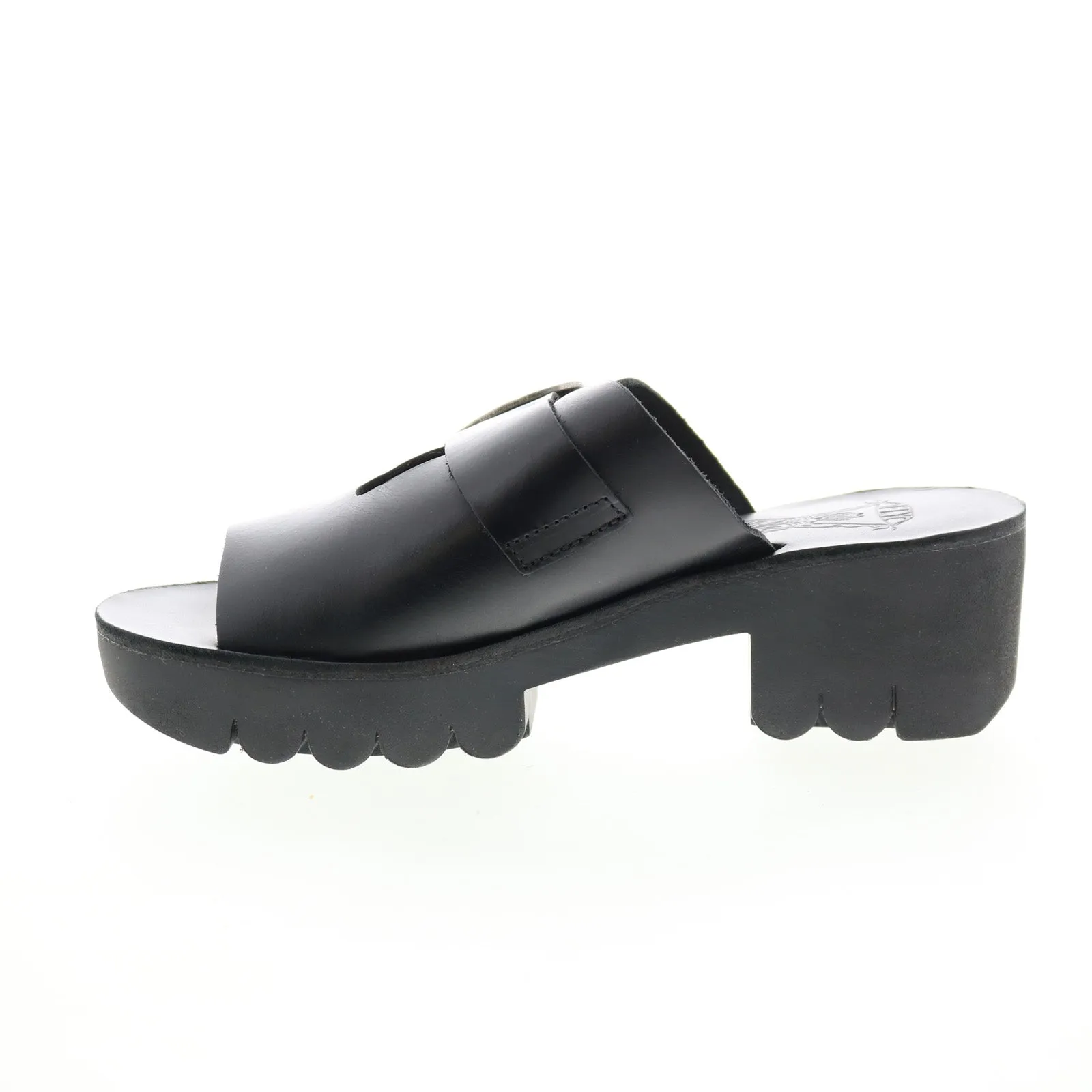 Fly London Cozy COZY445FLY-000 Womens Black Leather Heeled Sandals Shoes