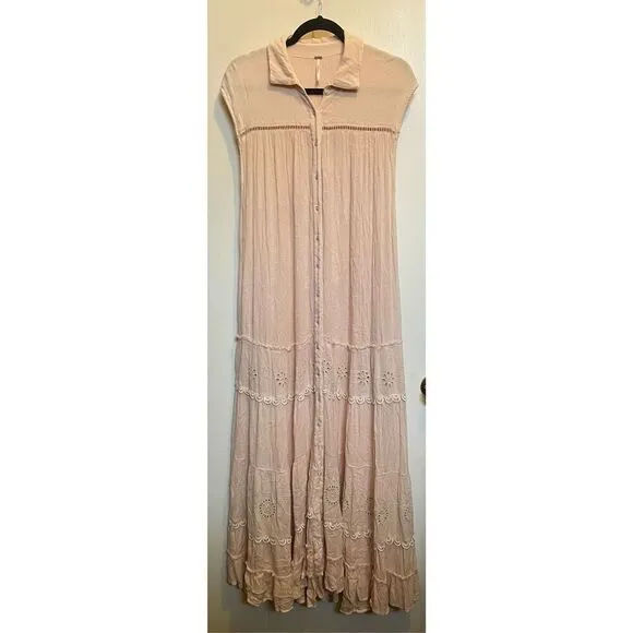 Free People Women's Pretty Cozy Lace Trim Maxi Dress Size S